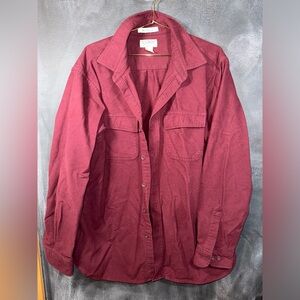 Burgundy Vintage Chamois Cloth Button Up